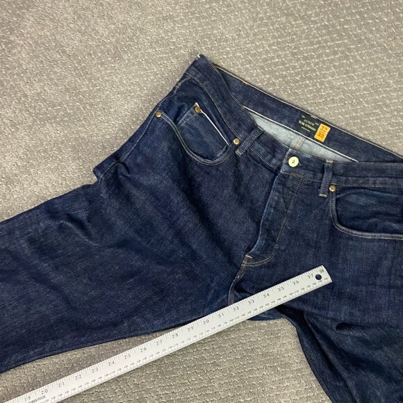 J. CREW Slim Straight Selvedge Jeans Men's 32 x 32 Fits 34 x 32 Blue Cotton - Picture 15 of 16